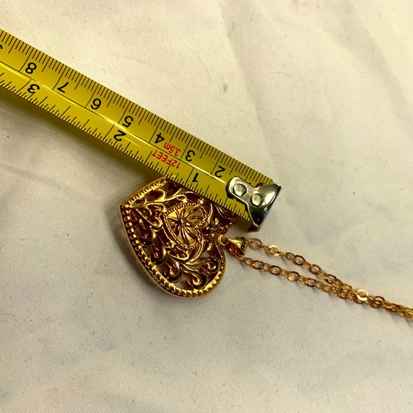 Jewelry - 14k Rose Gold Puffed Scroll Heart Pendant and chain